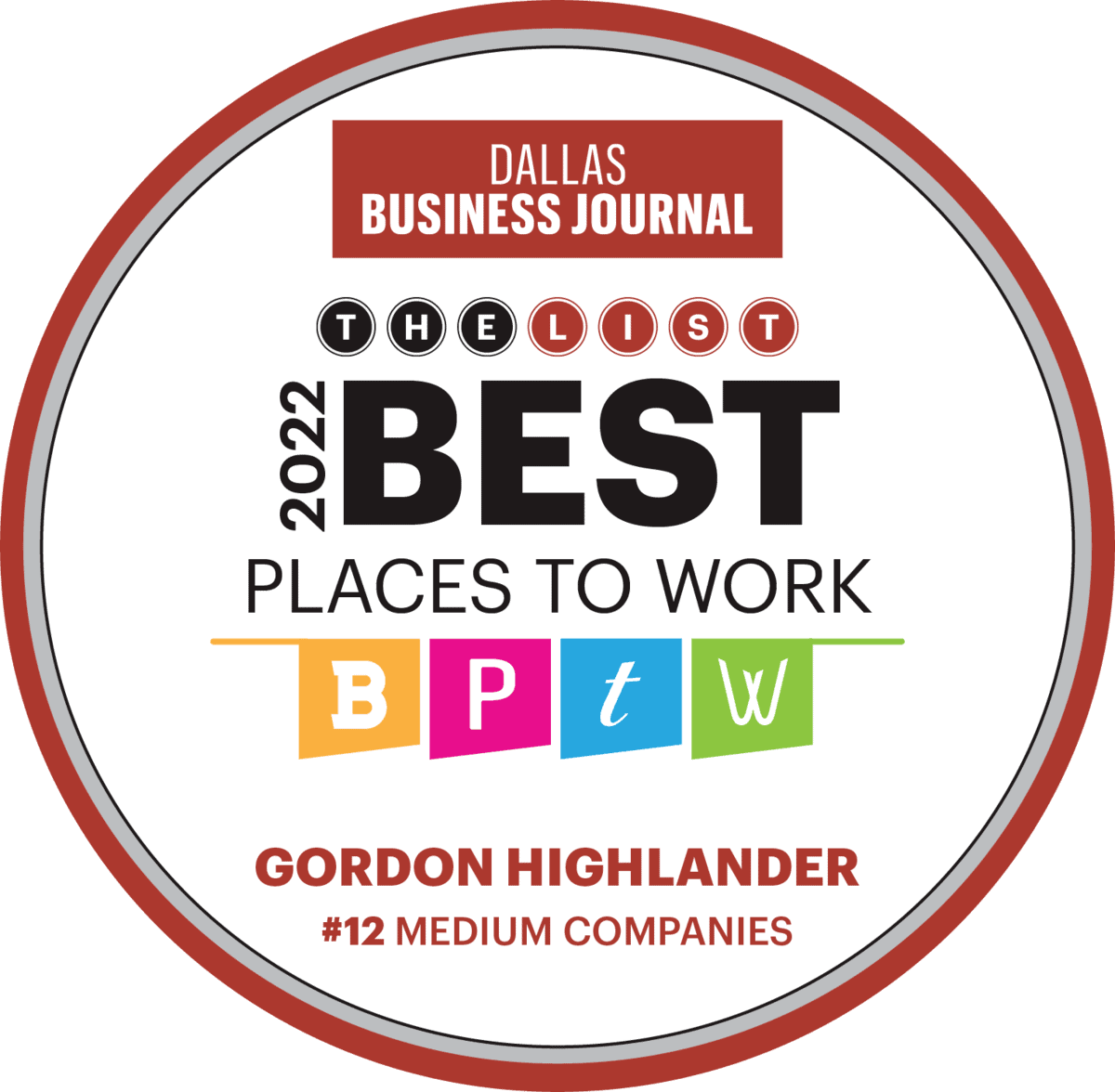Gordon Highlander wins Best Places to Work in DBJ 2022